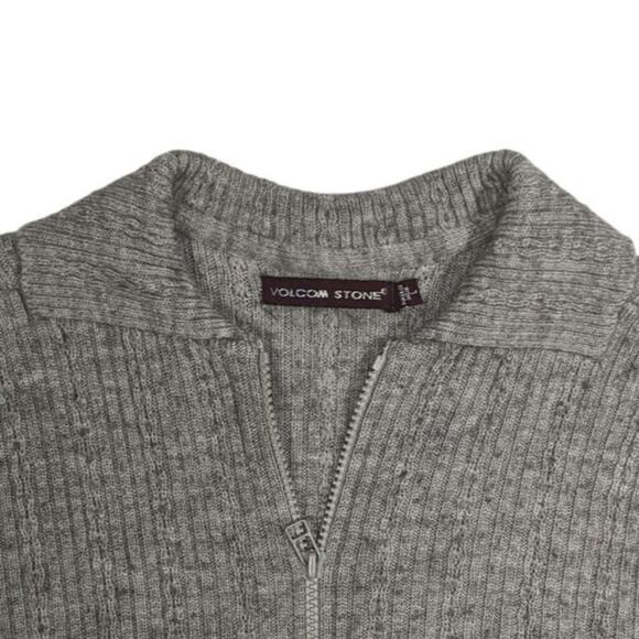 Y2K Volcom Gray Zippered Knit Crop Cardigan Skater Juniors L Women's Small - Picture 5 of 10